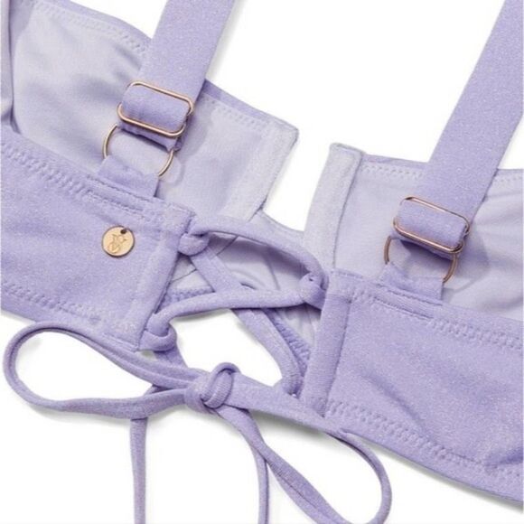 RARE❤️🔥Victoria Secret bikini top lace up tie in back Luxe Lavender - Picture 2 of 4